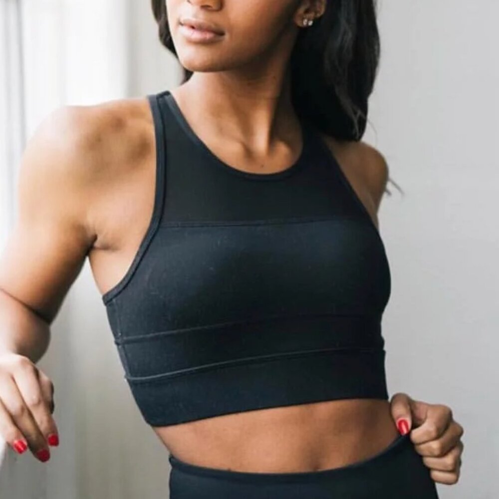Zyia All Star High-Impact Sports Bra | Large | Black | Zip Back